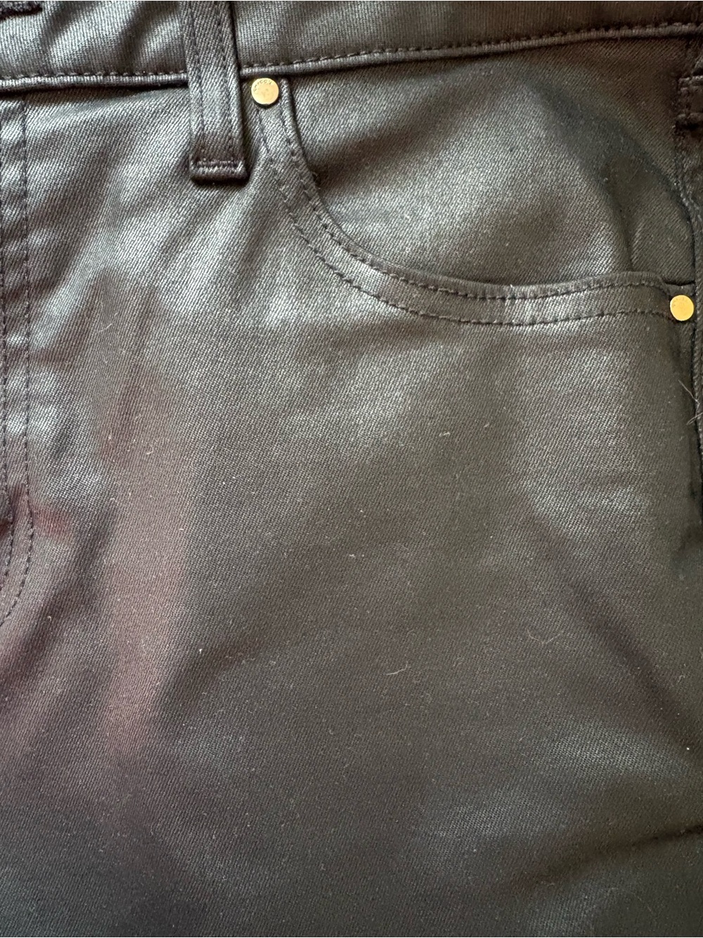 ✨ Chico’s Coated Black Straight Leg Jeans Size 2 (12) Leather Look ✨ - Picture 6 of 9